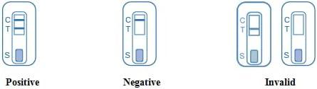 Syphilis test result cassette set: positive, negative, and invalid result windows